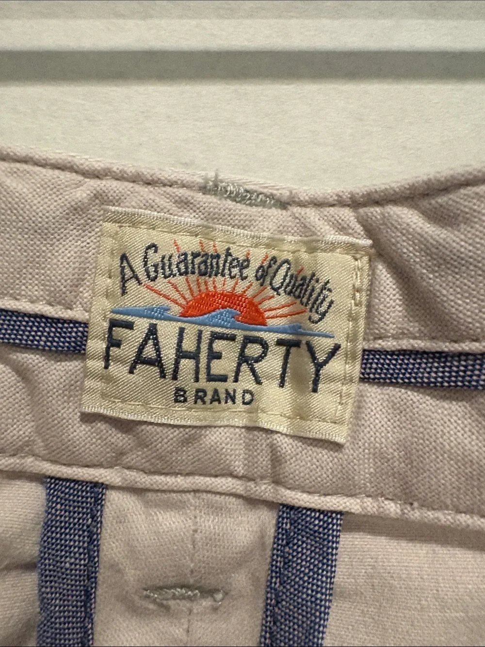 Faherty - Men's Essential Chino Short. Size 38. Khaki, Stone.